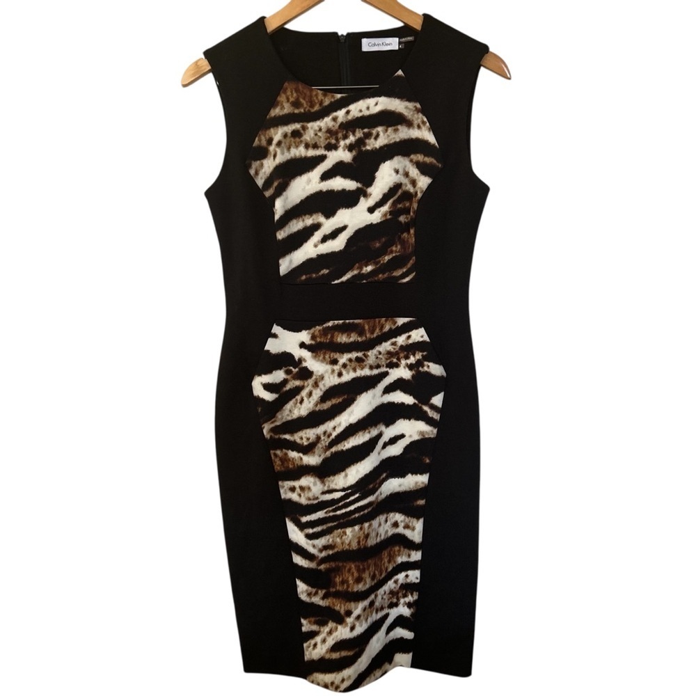 Calvin Klein | Black and Brown Animal Print Dress